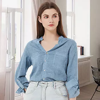 Женская рубашка-блуза на пуговицах, с длинным рукавом