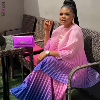 Женская рубашка EGRM Miyake с рукавами «летучая мышь» и юбка-жалюзи двойного цвета, плиссированная одежда с градиентом, 3C872, 2024