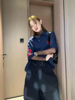 Женская рубашка-поло в нейтральном стиле, простая и универсальная, с вышитыми буквами, футболка с коротким рукавом Pegasus