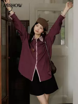 Женская рубашка-поло в полоску, с длинным рукавом