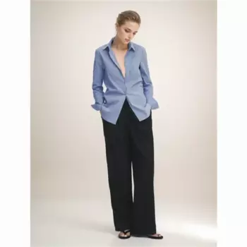 Женская рубашка-поло в полоску, с длинным рукавом