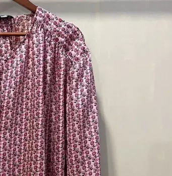 Женская рубашка с длинным рукавом и круглым вырезом