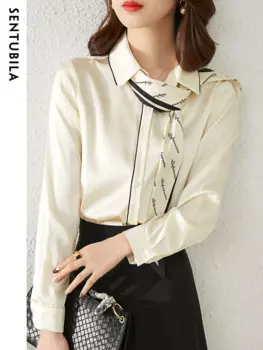 Женская рубашка с длинным рукавом и воротником-поло, 123C43892X