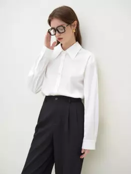 Женская рубашка с длинным рукавом, в белую полоску