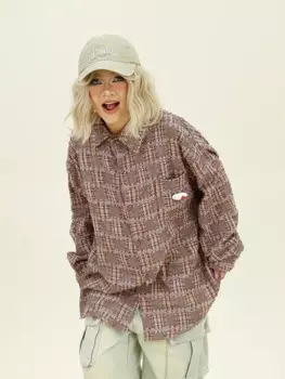 Женская рубашка с длинным рукавом, в клетку