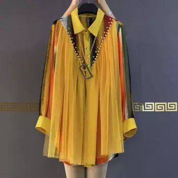 Женская рубашка с длинным рукавом, в полоску