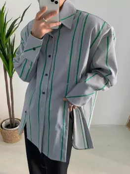 Женская рубашка с длинным рукавом, в полоску