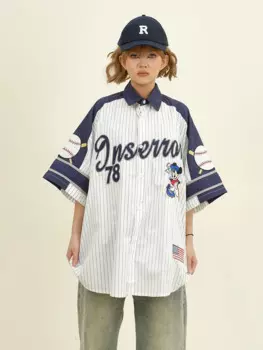 Женская рубашка с коротким рукавом, в полоску