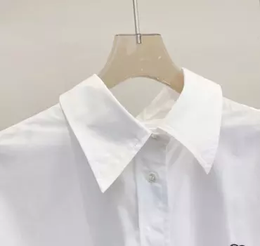 Женская рубашка с вышивкой и надписью, белая свободная и удобная хлопковая рубашка с длинным рукавом, лето 2024