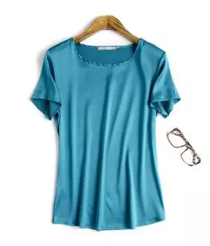 Женская шелковая футболка с коротким рукавом, с круглым вырезом
