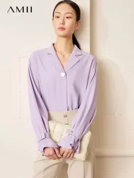 Женская шифоновая блузка с V-образным вырезом, на осень