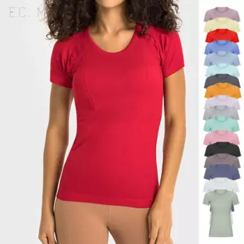 Женская Спортивная футболка с коротким рукавом, 17 цветов