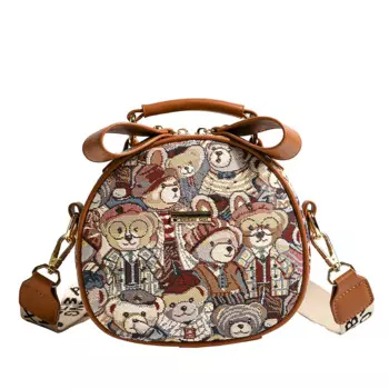 Женская сумка BeiBaoBao, наплечная сумка для женщин, круглая трендовая сумка 2023, сумка через плечо с милым медведем, Женская Роскошная сумка-мессенджер