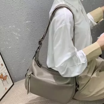 Женская сумка через плечо из натуральной воловьей кожи, Хобо с несколькими отделениями, вместительная дамская сумочка для мам