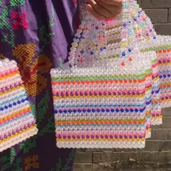 Женская сумка из бисера, индивидуальная Радужная многоцветная сумка ручной работы, плетеные сумки для женщин, женская сумка 2022, знаменитости