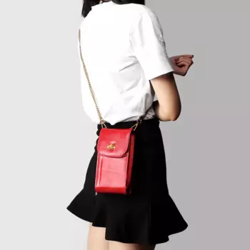 Женская сумка из натуральной кожи, с цепочкой