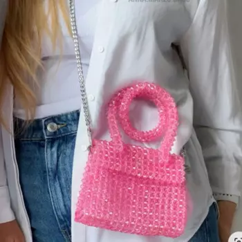 Женская сумка-Кроссбоди с цепочкой, с бусинами