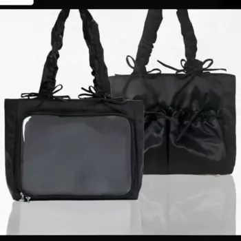 Женская сумка на шнуровке с бантом в стиле "Лолита", вместительная сумка, сумки на плечо для подмышек, оригинальные женские прозрачные сумки на молнии