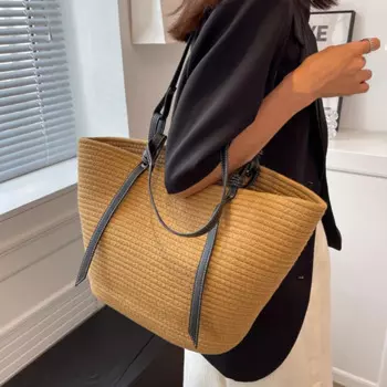 Женская сумка-тоут из плетеной ткани, на плечо