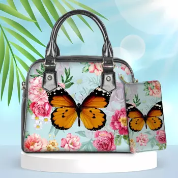 Женская сумка-тоут с цветочным принтом и длинным ремешком