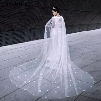 Женская свадебная накидка-болеро с 3D цветами, длиной 3 метра