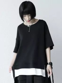 Женская свободная футболка с коротким рукавом и круглым вырезом