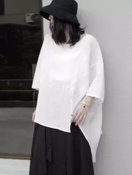 Женская свободная футболка с коротким рукавом, свободного покроя