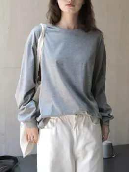 Женская свободная футболка с круглым вырезом и длинным рукавом