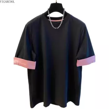 Женская свободная футболка в китайском стиле, универсальная хлопковая футболка на пуговицах с коротким рукавом, лето 2024