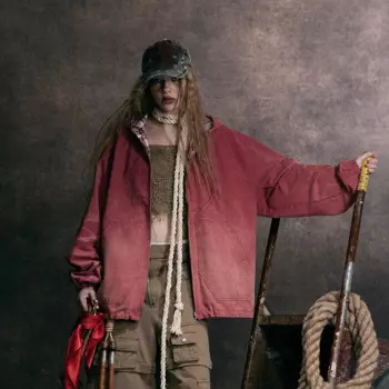 Женская свободная куртка с капюшоном, в стиле хип-хоп