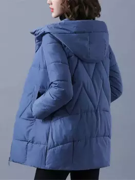 Женская теплая парка с хлопковой подкладкой, длинная свободная куртка с капюшоном, размеры до 4XL, зимний сезон 2024