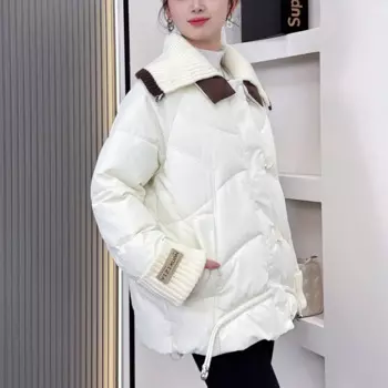 Женская теплая парка с подкладкой, белая или черная повседневная куртка составного кроя на осень и зиму, 2024