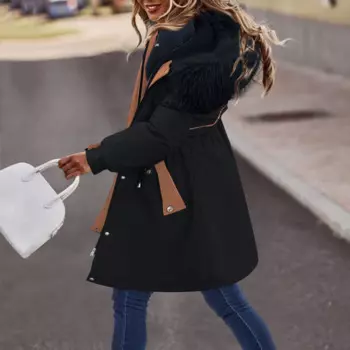 Женская теплая зимняя куртка, Повседневная Свободная длинная ветрозащитная Толстая теплая зимняя одежда, винтажные толстовки, утепленная парка, куртка, верхняя одежда, 2024