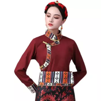 Женская тибетская одежда Lhasa Guozhuang, хлопковая льняная рубашка с изображением бригады, тибетская зернистая рубашка в национальном стиле