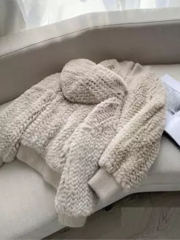 Женская толстовка из искусственного меха, белая флисовая толстовка с капюшоном из искусственного кроличьего меха, Зимняя модель 2023