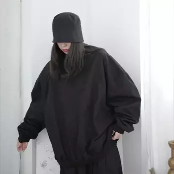 Женская толстовка с длинным рукавом для отдыха осень-зима новый однотонный Молодежный пуловер с круглым воротником модный дизайн