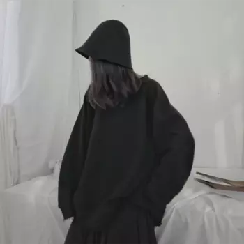 Женская толстовка с длинным рукавом, осенний Новый черный Свободный Повседневный Молодежный модный трендовый простой пуловер с круглым воротником в ленивом стиле