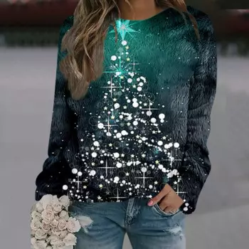 Женская толстовка с длинным рукавом, разноцветная рождественская обычная зимняя белая и синяя лазурная белая/черная красная толстовка с градиентом