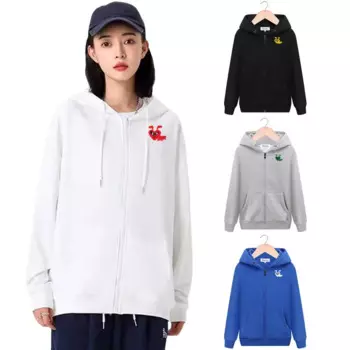 Женская толстовка с капюшоном Break Egg, милые Мультяшные очки с вышивкой муравьев, хлопковый свободный флисовый Повседневный осенний свитер с карманами на молнии