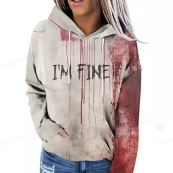 Женская толстовка с капюшоном и 3D-принтом в виде крови