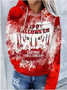 Женская толстовка с капюшоном и 3D-принтом в виде крови