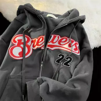 Женская Толстовка с капюшоном и надписью, на молнии