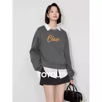 Женская толстовка с капюшоном и надписью, на осень/зиму