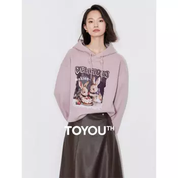 Женская толстовка с капюшоном и принтом кролика