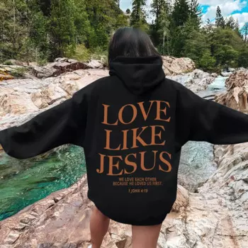 Женская толстовка с капюшоном Love Like Jesus, винтажные толстовки с капюшоном в стиле хип-хоп, пуловеры, топы для женщин, повседневный эстетический топ