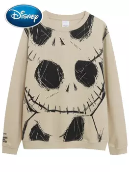 Женская толстовка с принтом «Кошмар перед Рождеством», флисовый пуловер с длинным рукавом и круглым вырезом