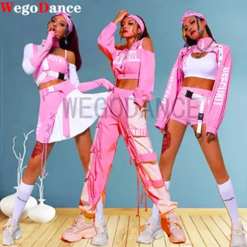 Женская толстовка, укороченный Топ с длинным рукавом, камуфляжная уличная одежда, тактические брюки-карго для девочек, танцевальный костюм, одежда