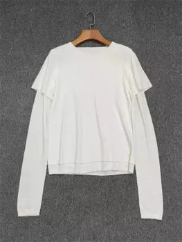 Женская трикотажная футболка с длинным рукавом и круглым вырезом