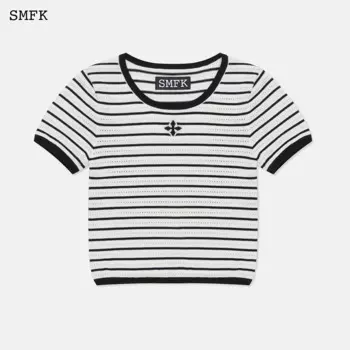 Женская трикотажная футболка SMFK в полоску, с коротким рукавом