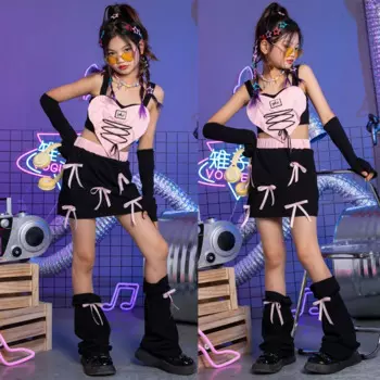 Женская юбка в стиле хип-хоп, черная юбка с бантом